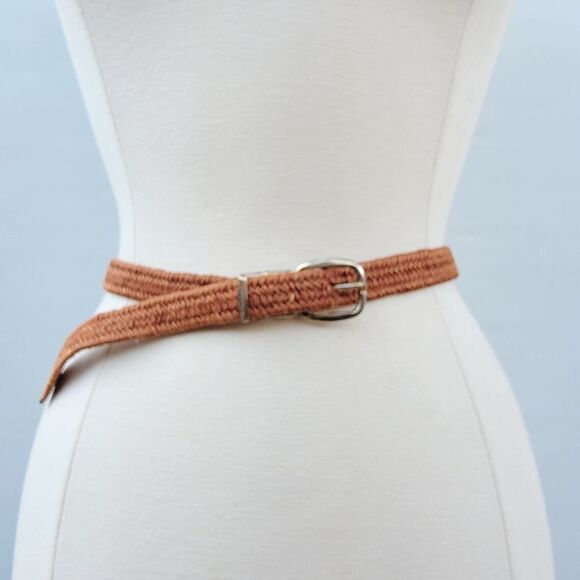 Gutos Vintage 80s West Germany Size Medium Brown Tan Woven Braided Belt - Picture 1 of 12